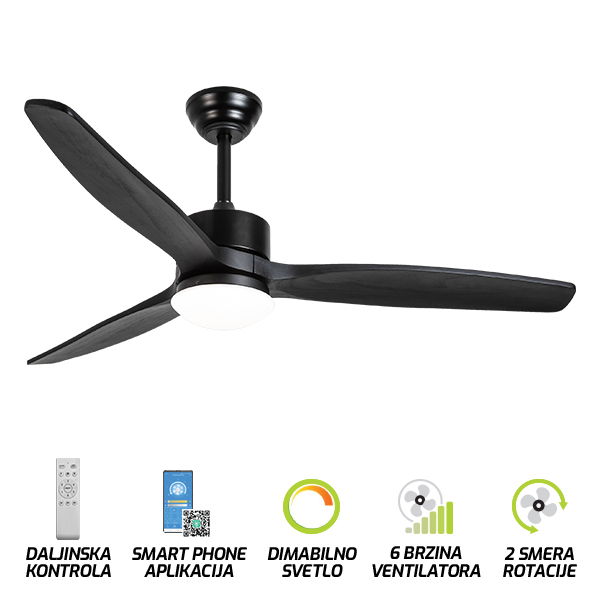 Plafonski ventilator sa svetiljkom FV3003 132 BK SAGA LIGHT
