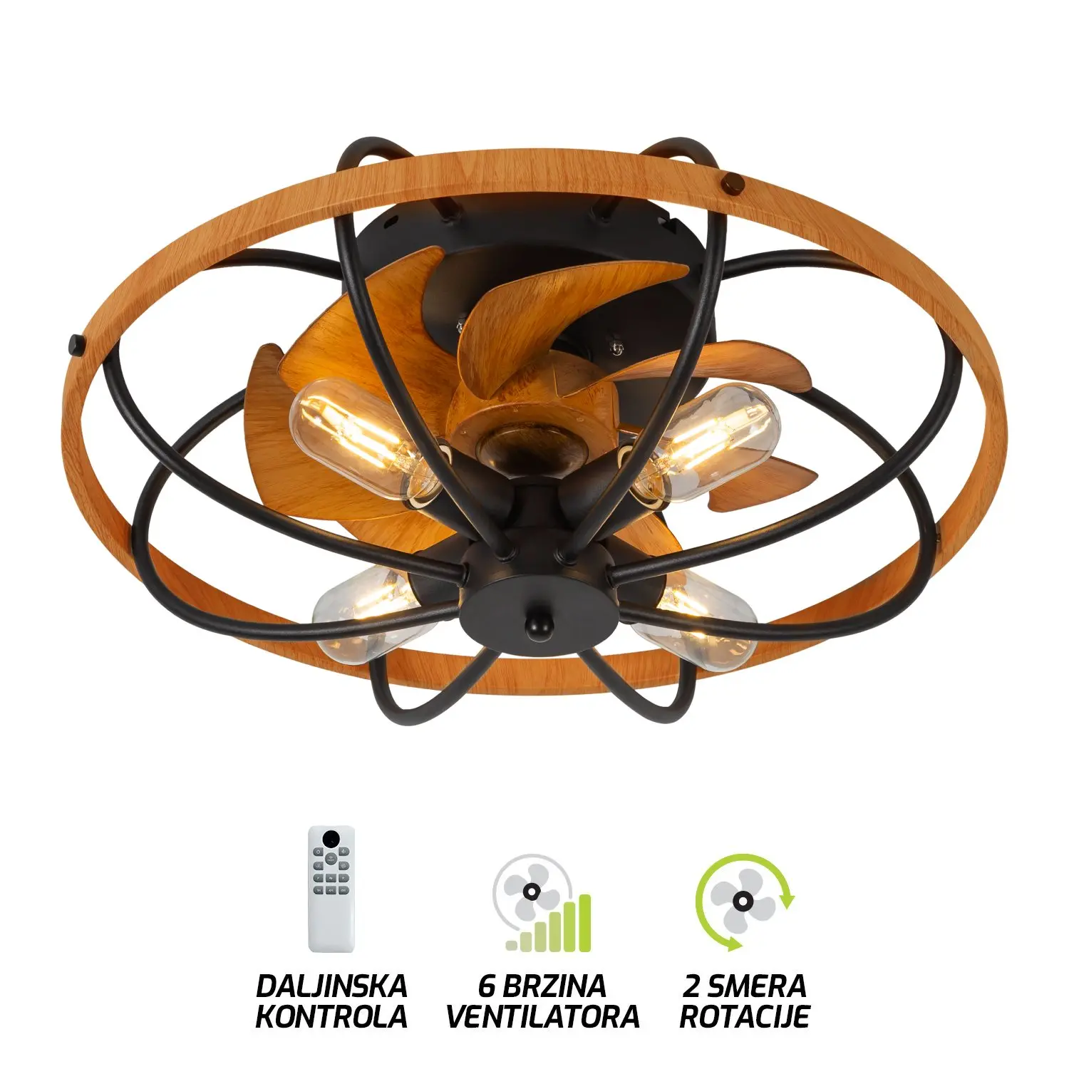 Plafonska lampa sa ventilatorom FV7004 49 BK+WD Plafonska lampa sa ventilatorom FV7004 49 BK+WD