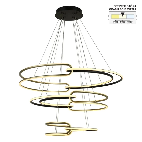 LED viseća lampa F2110 ⁠65V BK+GD CCT